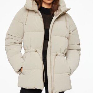 Beige Dynamite Cinched Waist Puffer Jacket